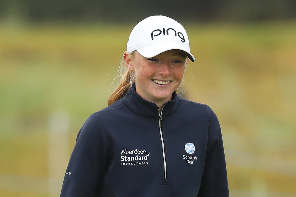 Louise Duncan smiles on day one of the AIG Women